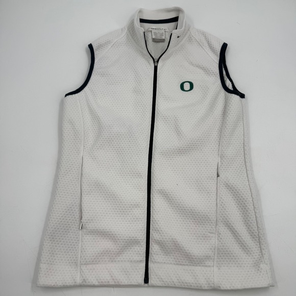 Nike Golf Women's Vest Oregon Ducks White Black Sleeveless Therma-FIT 335442-100 - Picture 1 of 9
